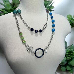 Laura Ashley‎ Beaded Necklace Multi-Color Beads Artistic Casual Trendy Elegant